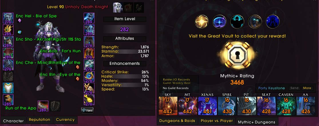 📌Unholy DK 282ilvl 3450rio 📌 11/13 90lvl 📌4 million gold 💰 Fake FIO 📌, 90 level, Nightborne, Death Knight
