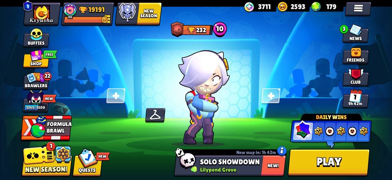 19k 🏆, 73 brawlers, 6 legions, 12 11 strength + 7 hyper, 179 gems, 140 skins, description👇, trophies 19000, brawlers 73