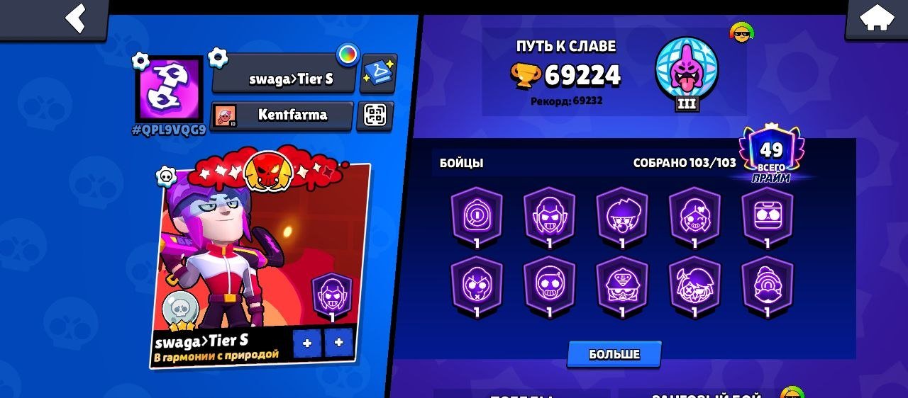 a good basic account, trophies 69143, brawlers 104, primes 49