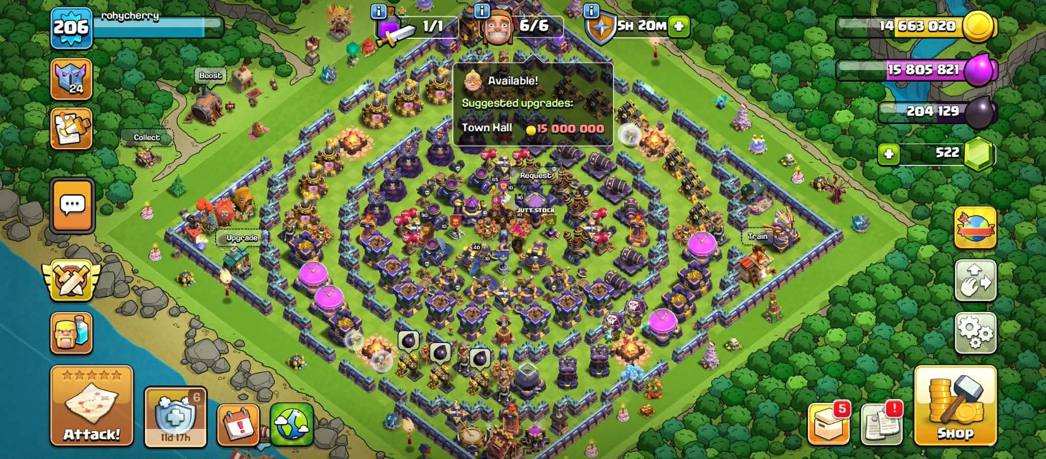 TH 15 Full Max Account | Good Equipment | Discount Shop | Protection on Change Mail, 15 TH Main Village, 10 TH Builder