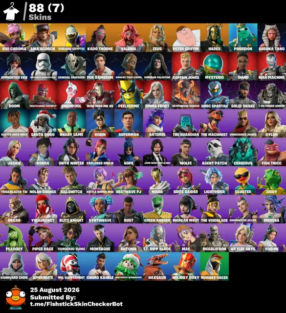[PC/XBOX/PSN] ⭐ LEVEL 1769 | 88 SKINS ⭐ AHSOKA TANO + PETER GRIFFIN + ZEUS + POSEIDON ⭐ FULL ACCESS, Продажа, скины 88