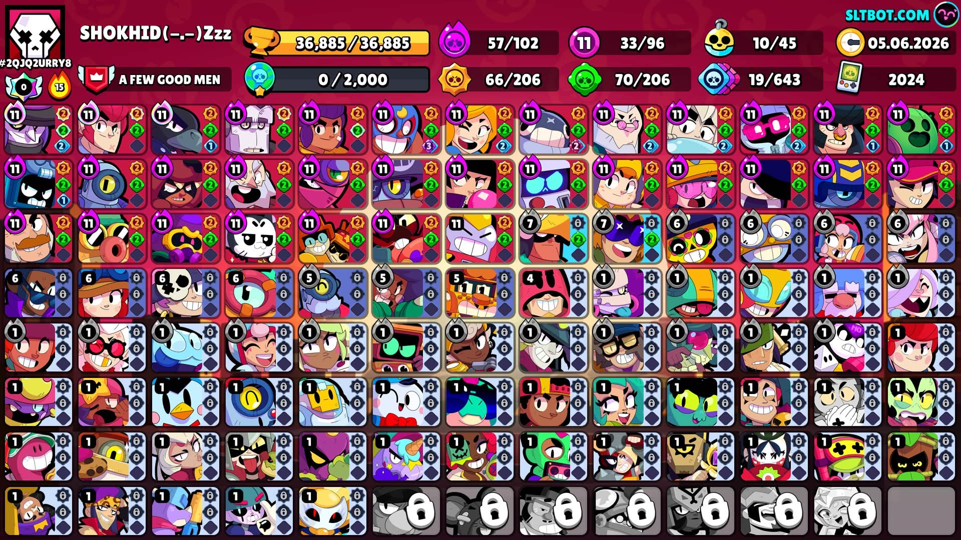 36k trophy! 57x hyper ! 33x max!, trophies 36000, brawlers 96
