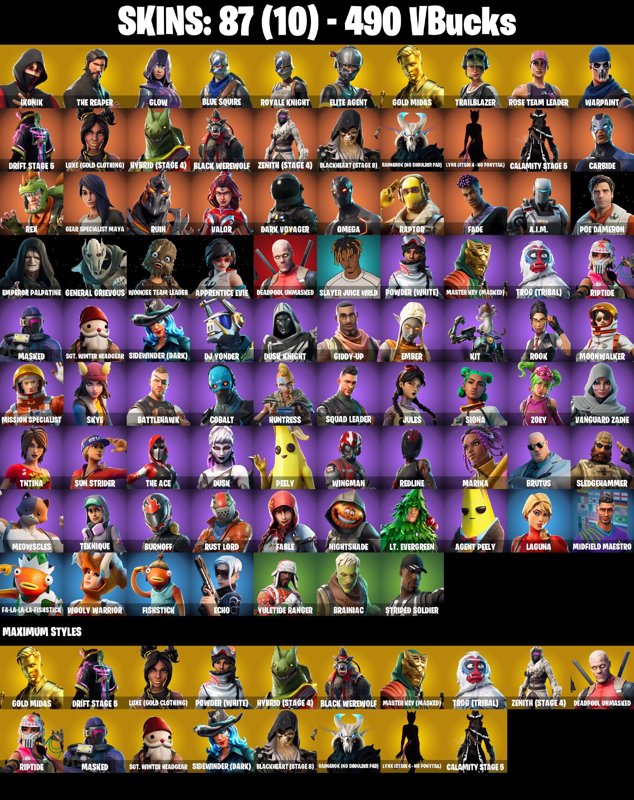 117 SKINS | IKONIK | Glow | Royale Knight | Blue Squire | The Reaper | Elite Agent | Trailblazer, Sale, skins 117