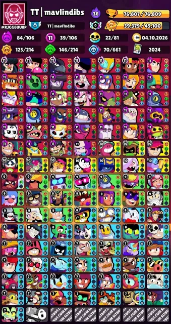 ❗AUTO DELIVERY❗💪MULTI ACCOUNT 2 IN 1|👄16 LEG🍌|😈84 HYPER👊|👩🦽39-11 POWER💕|💲ACCOUNT IN ROYALE⭐|🤨SEE PHOTO📷|🤗? - DM🤝, 76807 trophies, 106 brawlers, 51 primes