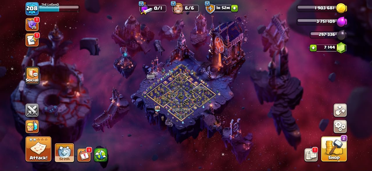 ▣ TH 17 Full Max ▣ Legendary Cosmic Scenery ▣ 92-100-55-75-50 ▣ 10x Epic Equipment (6x Max Level 27), 17 TH Main Village, 10 TH Builder