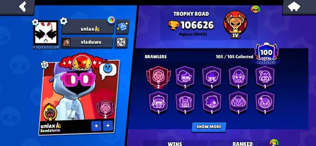 🎯🎯🎯🎯SELLING ACCOUNT WITH 393 SKINS, ✳️✳️✳️✳️✳️JUST RIGHT FOR STARTING THE GAME 🏆 🏆 🏆, 106626 trophies, 105 brawlers, 100 primes