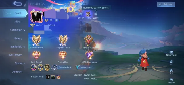 Global No.13 Grock | 93 skins | Seasoned Collector II | 10 Savage | Max rank 221★