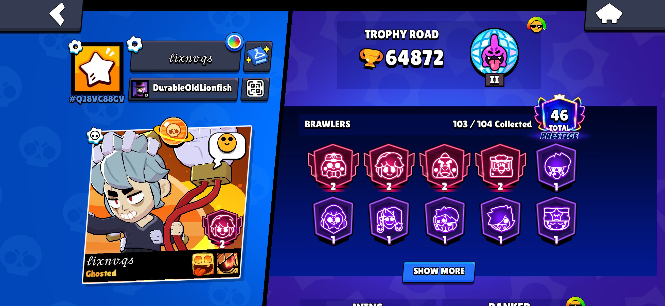‼️SELLING A VERY FAT ACCOUNT, OFFER A PRICE, PM FOR ADDITIONAL PHOTOS‼️, trophies 64782, brawlers 103, primes 46