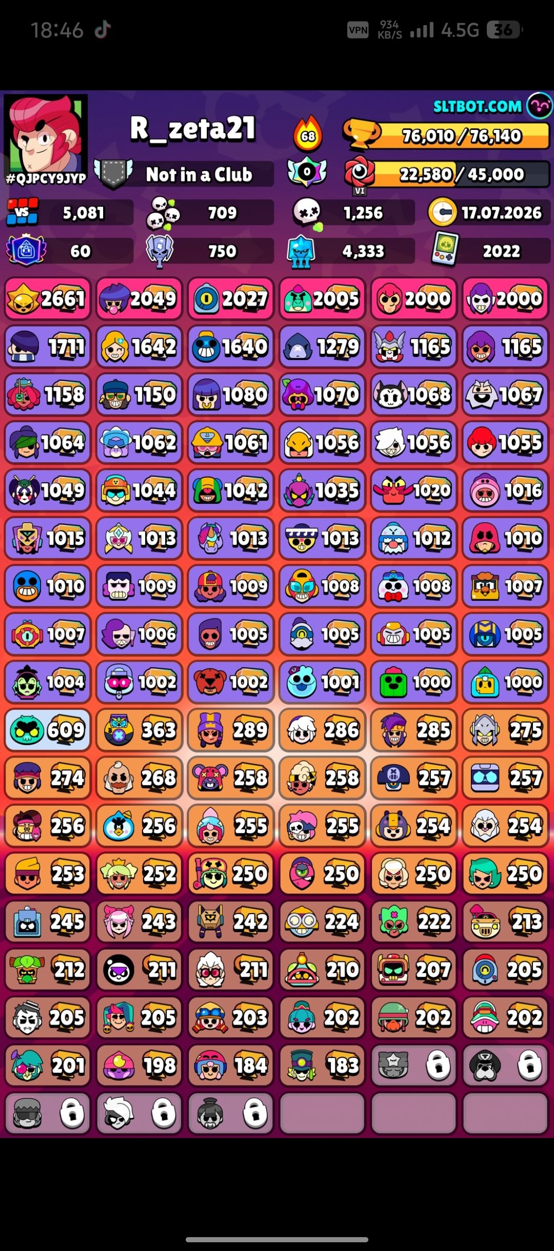 Tvrvyv dry GBS tbh hcybcxrv, trophies 76200, brawlers 100, primes 60