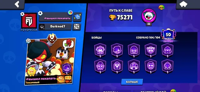 The best acc, 61 full Persians and a ranked master, trophies 75271, brawlers 104, primes 50