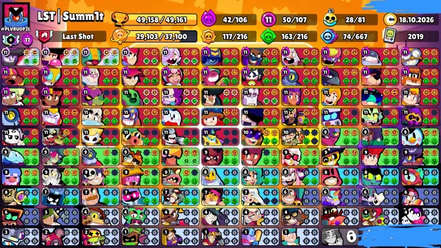 💎🪞49K💎🪞50-11 POWER💎🪞MATCHERINO PIN💎🪞MEGA BOX DARRYL💎🪞2019 YEAR💎🪞NINJA TARA💎🪞1 BRAWL PASS+💎🪞RICHOCHET💎🪞, 49158 trophies, 107 brawlers, 28 primes