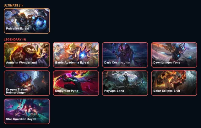 【 Pulsefair Ezreal / Spirit Guard Udyr 】【 Ann-Sivir-Sary 】【 9 leg skins 】, Sale, level 374, champions 178, skins 96, Emerald
