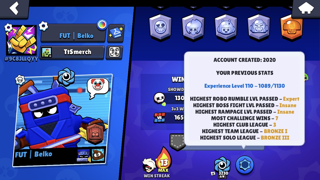 [💙PRINCESS SHELLY💙]⚡️ [💙NIJA ASH💙]🏆 [💙2020💙], trophies 18468, brawlers 62