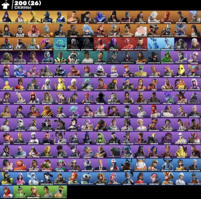Mega collection -fortnite, Sale, skins 210
