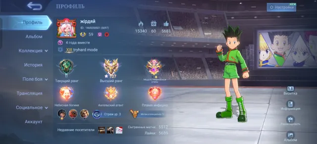 Account for gold, mid, jungle, Sale, Rank: Legend, Level: 89, Win rate: 47%, Heroes: 133, Skins: 363