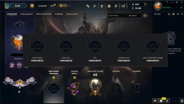 EUW 🌎 RANKED READY✅350RP✅ 30 LVL {Unopened Loot} Unverified, Sale, level 30, champions 10, skins 2, Unranked