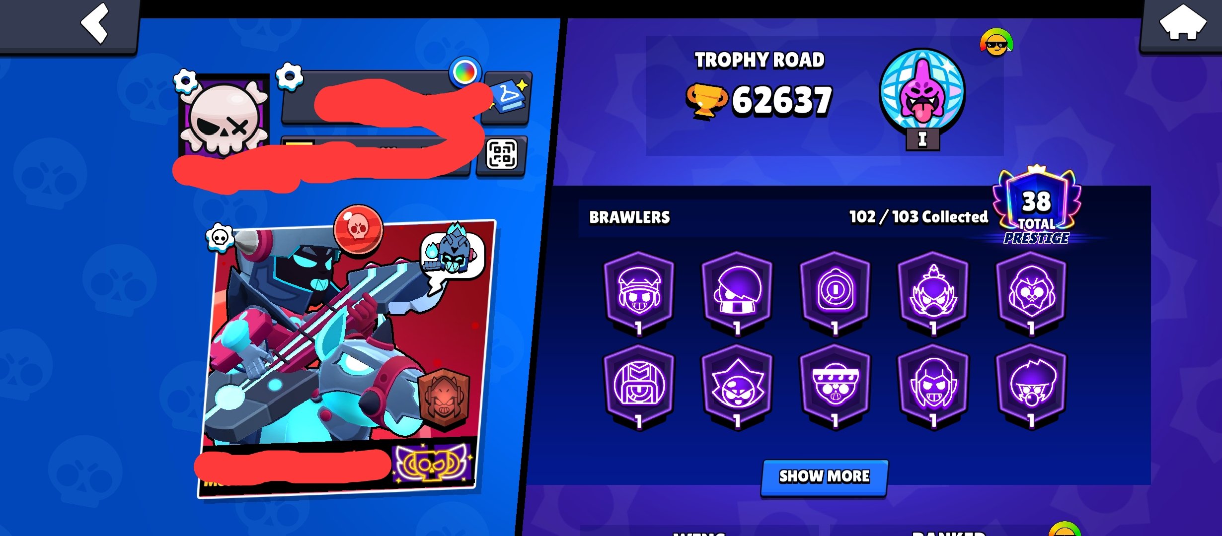 🏆𝟲𝟯𝐊🏆【TOON SPIKE】👤1O2/1O3👤𝟮𝟵𝟱 SKINS~28k💎❰𝟯𝟮 11-x C HYPER❱📹VIDEO📹, trophies 63000, brawlers 102, primes 38