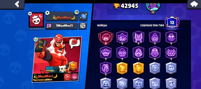 A decent Brawl Stars account at a low price., trophies 43000, brawlers 104, primes 12