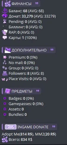 ROBLOX ACCOUNT 33200 ROBUX TOTAL TOTAL 33200 ROBUX MAIL INCLUDED AUTOMATIC ISSUE, Sale, Voice chat: No