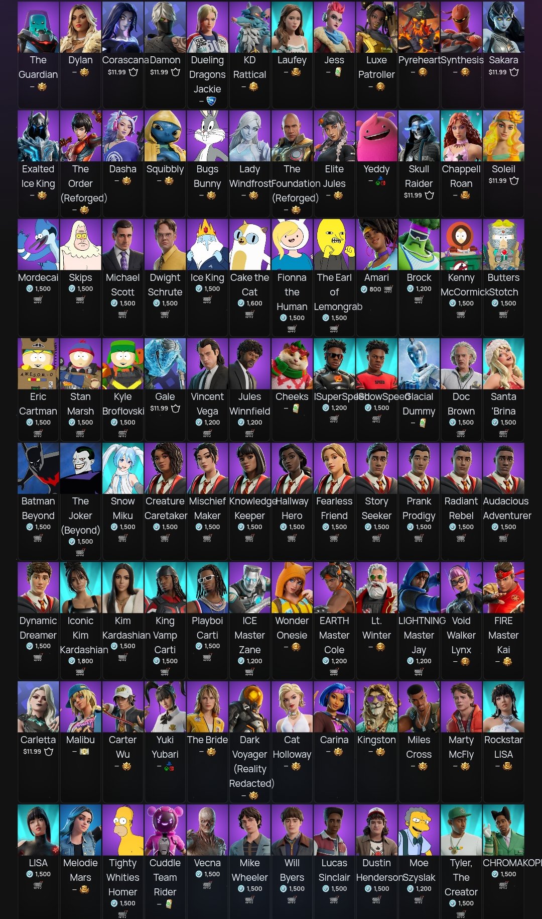 Personal account | BP from Chapter 5, Season 1, Sale, skins 560