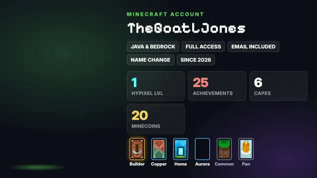 🦸 Cloaks (6): Builder, Copper, Home, Aurora, Common, Pan ✅ Java & Bedrock & full access, Sale, All account data