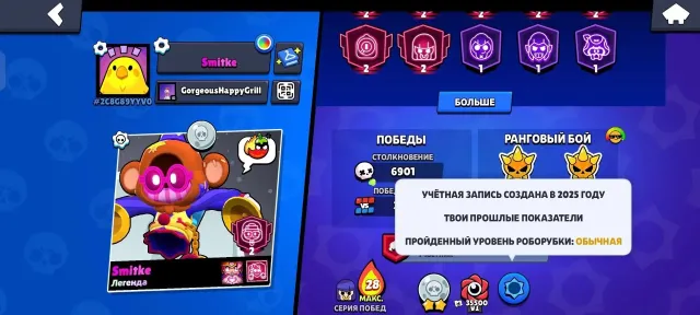 126,291 trophies🏆, 112 primes🎯, 107/107 brawlers💪., 126 trophies, 107 brawlers, 112 primes