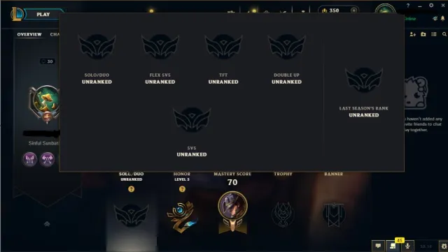 EUNE 🌎 RANKED READY✅350RP✅ 30 LVL, Продажа, уровень 30, чемпионы 10, скины 2, Нет ранга