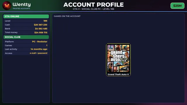 🔥 【SOCIAL CLUB】 💚 ПОЛНЫЙ ДОСТУП | ПОДХОДИТ ДЛЯ ONLINE/RP | УРОВЕНЬ 186 💚 $25M #4DS3W6, Продажа