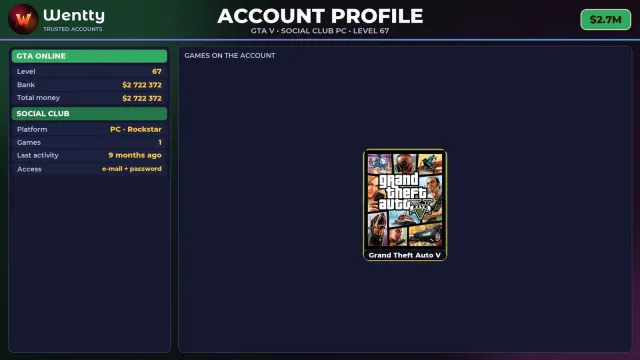 🔥 【SOCIAL CLUB】 💚 ПОЛНЫЙ ДОСТУП | ПОДХОДИТ ДЛЯ ONLINE/RP | УРОВЕНЬ 67 💚 $2.7M #4CP2DO, Продажа