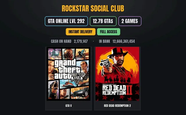 【SOCIAL CLUB】💎【GTA ONLINE】 🎯 【12.7B PURE CASH GTA$】💎【2 игр】💎Grand Theft Auto V, Red Dead, Продажа