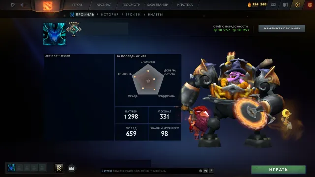 ⛩️🌸 Рыцарь 5 | 2200 Ммр | 10900 Порядочности | 44 Уровень трофея | Tradeban 🌸⛩️, Продажа, 2200 MMR, 10900 порядочности, 10900 вежливости, 1300 матчей, 1500 часов