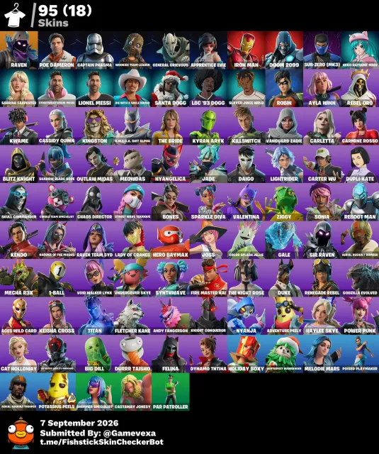 95 Skins | 1000 V-Bucks | Raven | Iron Man | Messi | Sub-Zero | Full Access, Продажа, скины 95