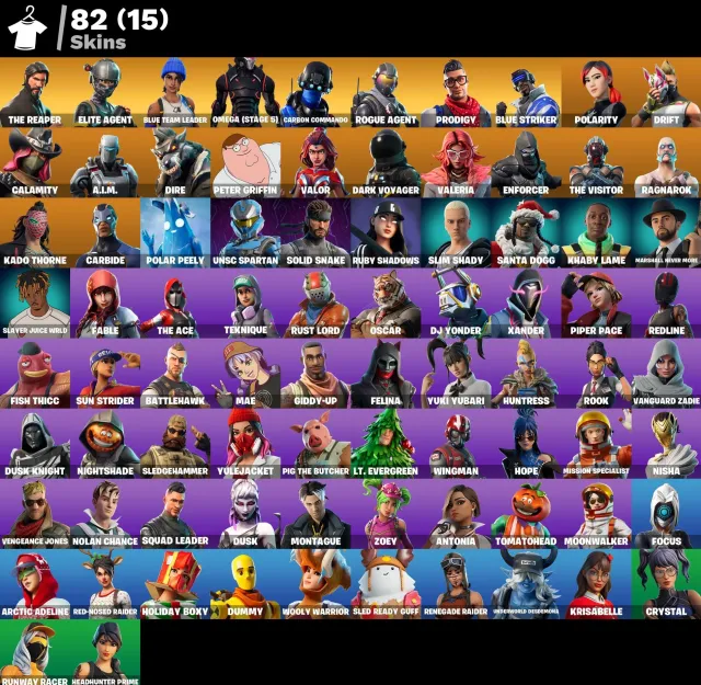 👕 82 skins 🎮 3275 Level 💰 300 V-bucks 💰 Renegade Raider | The Reaper | Elite Agent | Blue Team, Sale, skins 82