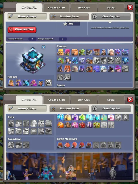 TH 13~100% Max~Heros-75/75/50/25~5× Hero Skin~575 Cwl Madels~All Equipment~Connect To Buyer Mail, 13 TH Родной Деревни, 9 TH Строителя