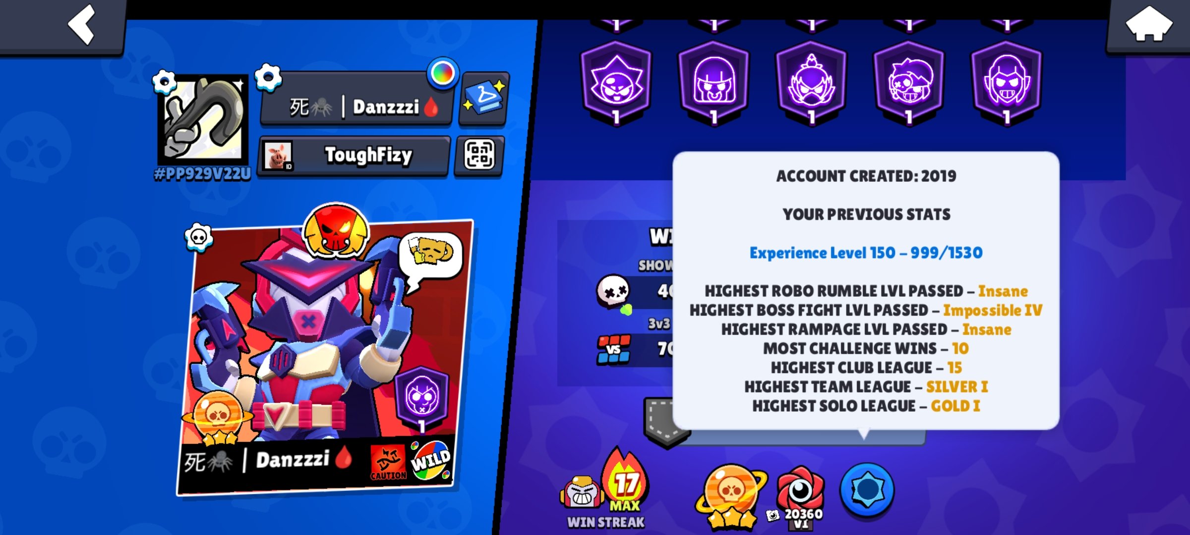 🏆𝟓𝟕𝟐𝟎𝟎🏆🔮HEROINE BIBI + VOID FINX🔮🎴REBEL + NINJA🎴🔮CORSAIR COLT + CARL🔮🏅STRONG PUMPING🏅, trophies 57204, brawlers 102, primes 26