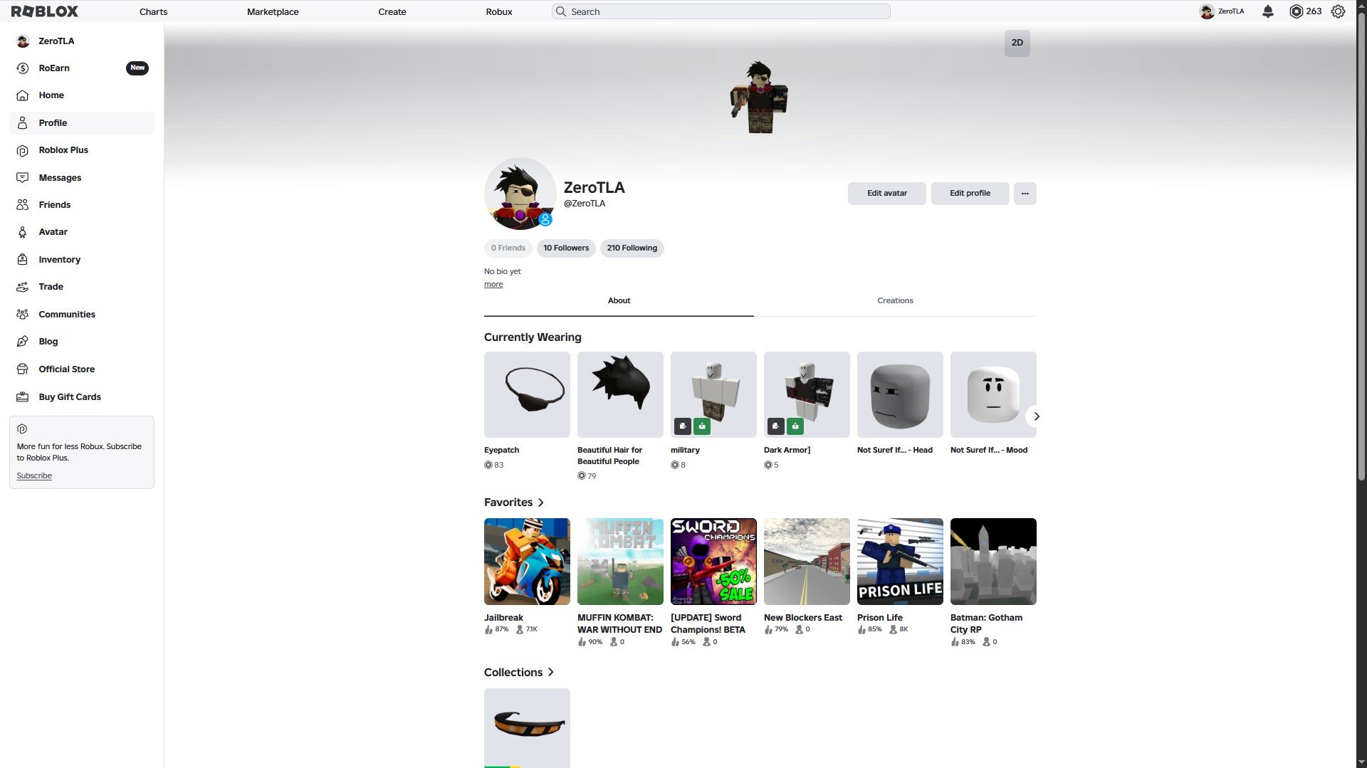 ╰┈➤ Account 2017 ⋆「🗂️」mail Pending ⋆ 「🧰」Offsales ⋆「💲」263 robux ◀, Sale, Voice chat: No