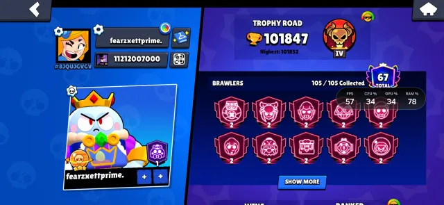 🔥 BRAWL STARS ACCOUNT FOR SALE 🔥 🏆 101K+ Trophies, 101000 кубков, 105 бравлеров, 67 праймов