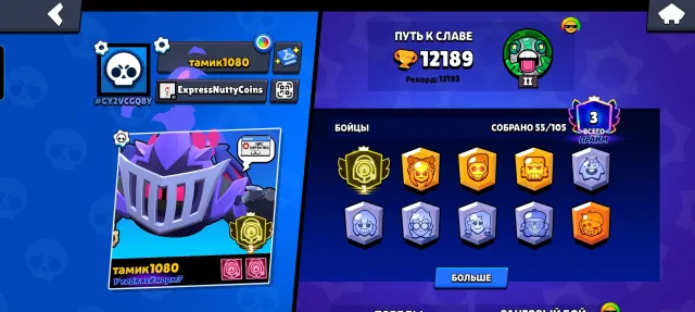 〖☄️🌑🖤 BRAWL STARS | 3 PRIMES ON NANI 🖤🌑☄️〗, 12000 trophies, 55 brawlers, 3 primes