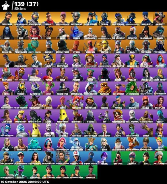 ⚡ 【FORTNITE】 💎 OG STW, Skull Trooper, Ghoul Trooper 💎 139 скинов | 1218 ур. | 600 V-Bucks, Продажа, скины 139