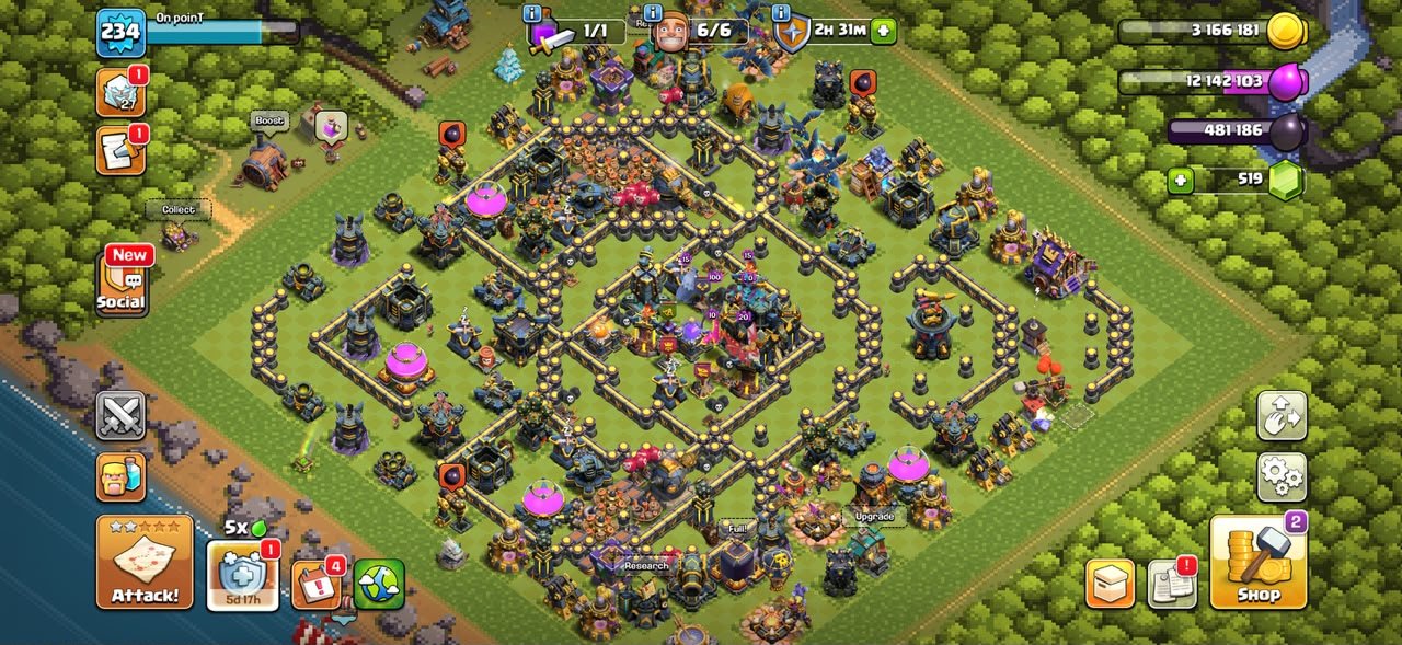 ▣ TH 17 Full Max ▣ 7x Legendary Skins ▣ 90-93-58-75-43-8 ▣ 9x Epic Almost Max ▣ BH 10 Near Max ▣, 17 TH Main Village, 10 TH Builder