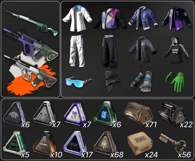 💖[PROGRESSIVE] NEON DREAM AUG (LVL 3) + WHITE CHROMA + COSMIC CALIBER KAR98K💖🔥245 СУНДУКОВ🔥, Нет BATTLEGROUNDS Plus