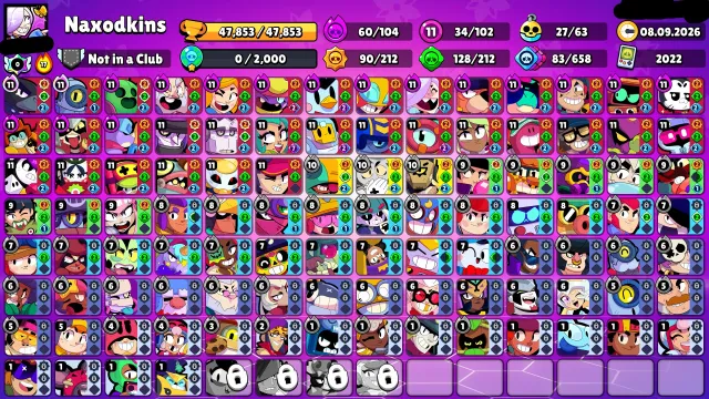 🏆47000🏆⚔️34x11 POWER⚔️⭐27 BUFFY⭐🔥GRIFF SLOT MACHINE🔥🎁SANTA STU🎁🩸DARK GUS🩸👺TENGU ANGELO👺, 47853 trophies, 102 brawlers, 12 primes