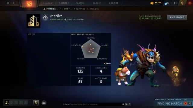 ®️ FIRST RANKING 🏆 RANK OPEN ⏱️ PERSONALITY AM ✅ FAST SEARCH 🌟 STEAM ID: 810742840, Sale, 3500 MMR, 10953 integrity, 10953 politeness, 135 matches