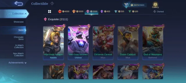LUCKYBOX Uranus✅collector Natali✅Gaara Vale✅EPIC khufra Gusion Carmila✅emblem Max, Sale, Rank: Mythic, Level: 60, Winrate: 56%, Heroes: 116, Skins: 140