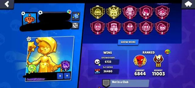 Full account/all Master stars, 153000 trophies, 106 brawlers, 136 primes