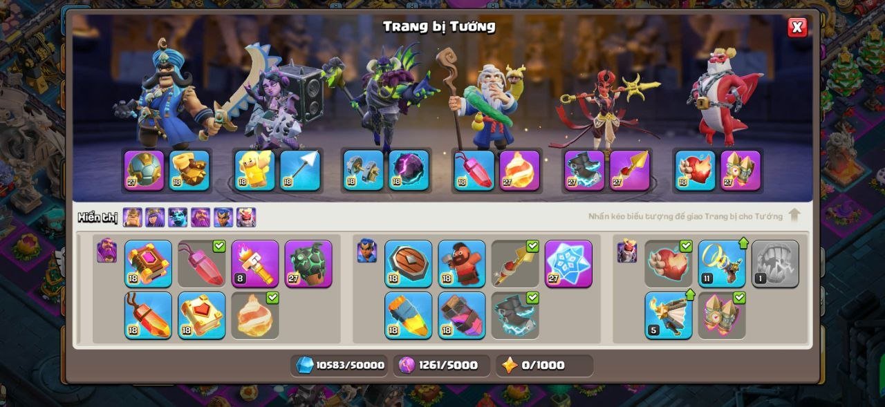 TH18 Near Max➤5Hero Max➤Duke Lvl17➤8Epic7 Max)➤Builder Troops Max➤Sceneries➤ Luxury Decorations, 18 TH Main Village