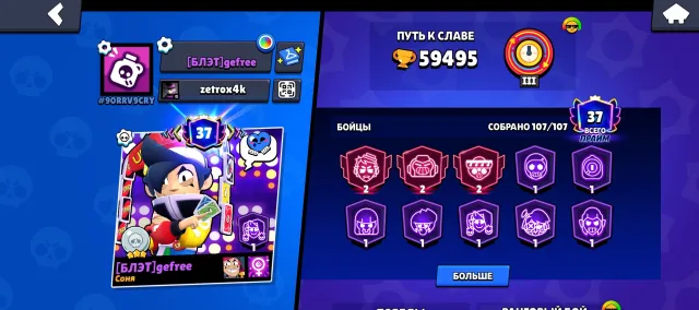 59495🏆 107 brawlers and 37 primes, 56495 trophies, 107 brawlers, 37 primes
