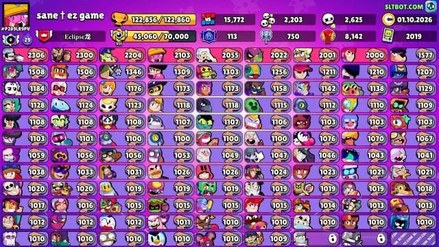 🍀105 BRAWLERS; 122k🏆; DONATED✅|70+ 11 POWER; LEG 2|✅|22 LEG SKINS🍀~🍃FULL ACCESS🍃, 122856 trophies, 105 brawlers, 113 primes