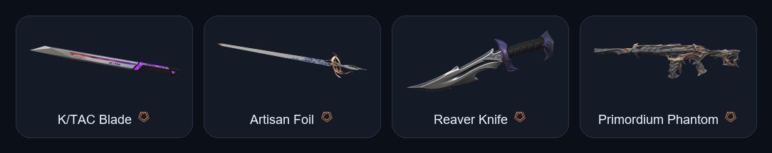 【 3 knifes 】 【 Primordium Phantom 】 【 Reaver Vandal 】 【 VALORANT GO! Vol. 1 Spectre 】, Sale, Silver 1, Agents: 24, Skins: 34