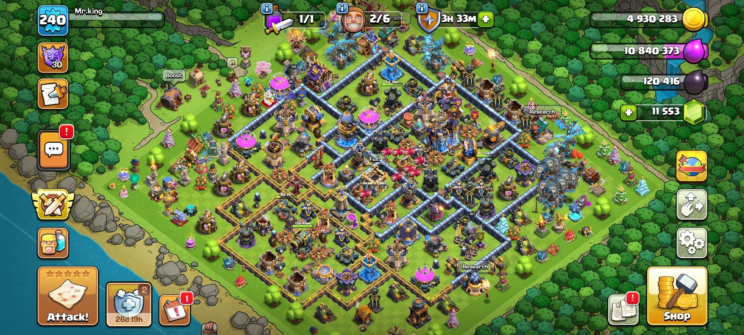 Townhall 18🔥11553 Gem💎Queen 107🎃King103👑30 Dragon🎇, 18 TH Main Village, 10 TH Builder